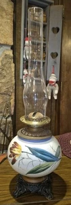 Antique Henriot Quimper Oil Hurricane Lamp - Picture 1 of 6
