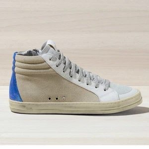Women's P448 Stylish High-Top Sneakers in Gray, Tan, and Blue Suede Skate 38 - Picture 1 of 10
