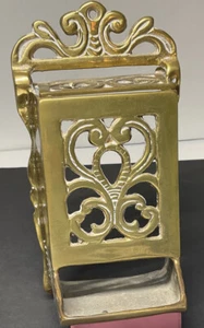 Vintage Brass Match Box Wall Holder Made in Taiwan Fireplace Matchbox Heavy Duty - Picture 1 of 8