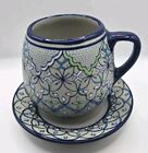 Javier Sevin Mexico EMBOSSED Hand Painted Mug With Saucer