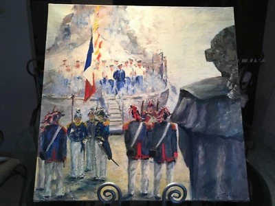  Pintura al óleo francesa firmada Napoleón Revolución Militar St. Tropez Foto 1 de 4