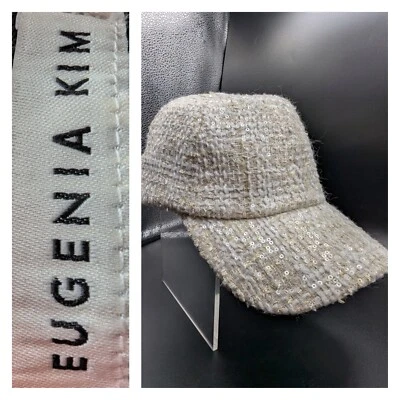 EUGENIA KIM Lo Sequin Tweed Baseball Cap Ivory Gold - Image 1 of 4
