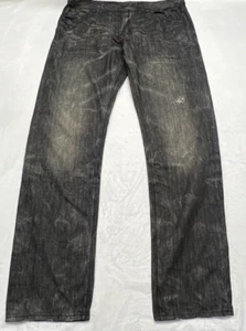 AKOO Herren 38 x 33 Straight Leg Blue Denim Jeans Distressed Bleached Destroyed - Bild 1 von 12