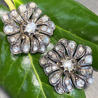 Antique Victorian 18K Gold Silver Rose-Cut Diamond Earrings Flower Floral Unique