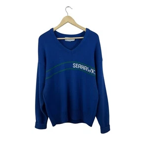 Vintage 80s 90s NFL Seattle Seahawks Cliff Engle Medium Sweater Football READ - Picture 1 of 14