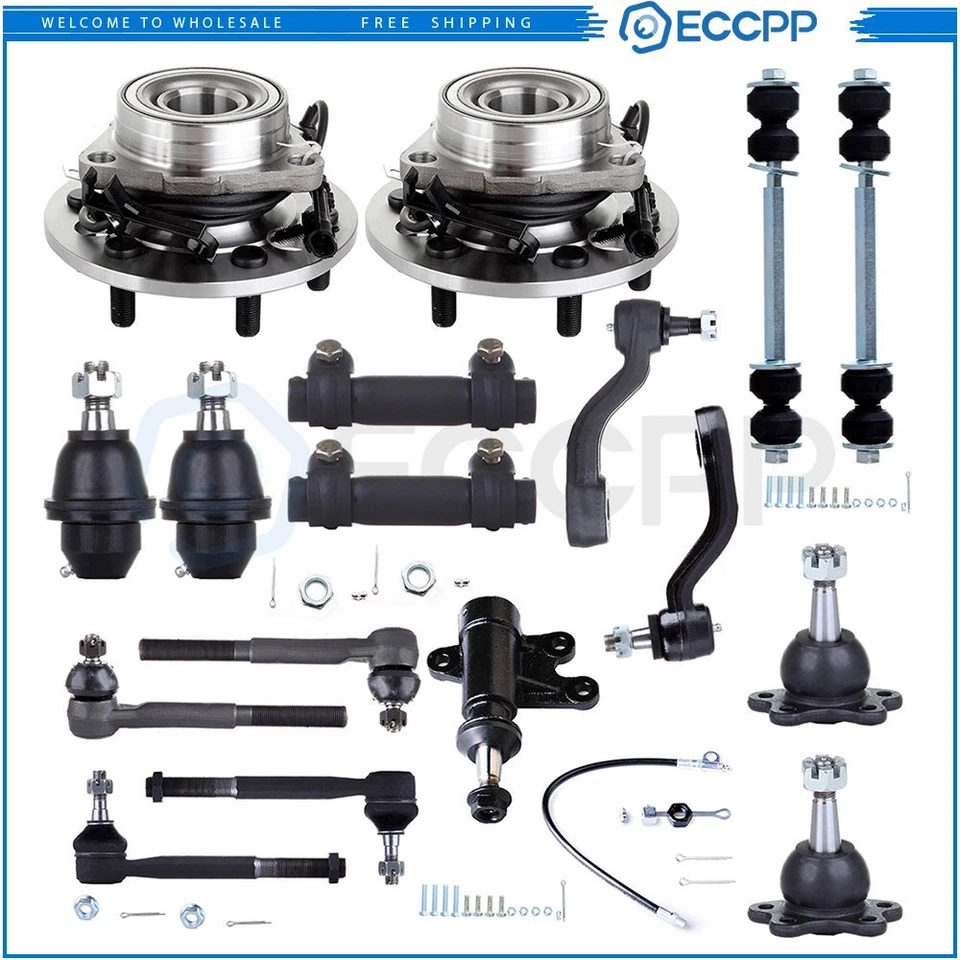 Barra estabilizadora de extremo de barra de amarre delantera con cojinete de cubo de rueda para GMC Yukon K1500 1995-2000 Foto 1 de 4