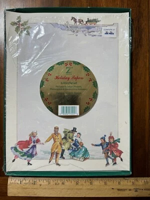Vintage Z GRAFIX~8.5"x11" Holiday Letterhead Ice Skaters opened - Image 1 of 2