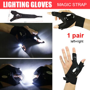 2x Outdoor Waterproof Light Night Fishing Gloves With Led Flashlight Rescue Tool