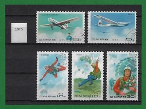 S767, Korea, 1975, Planes, Parachutist, Skydiving, Flowers, CTO / NH - Picture 1 of 1