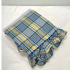 Waverly King Pillow Sham 1 Blue Yellow Plaid Ruffled Check Cottage Country