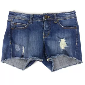 Miley Cyrus Max Azeria Women's Destroyed Distressed Cut Off Blue Jean Shorts 7 - Picture 1 of 5