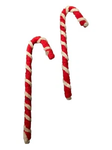 Bastones de caramelo de chenilla primitivos vintage Navidad kitsch retro 7” de alto 2 años - Imagen 1 de 10