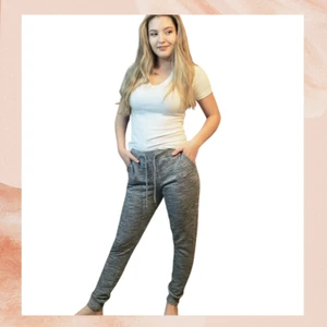 Heathered Gray Soft Pull-On Drawstring Inner Fleece Jogger Sweatpants Size Med - Picture 1 of 4