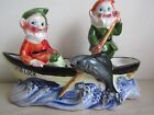 "Good Luck" Ornament Made in Ireland - leprechauns in Rowing Boat.