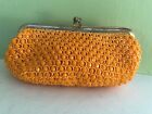 Vintage LaRegale women orange glass beads lined clasp closure small clutch