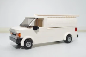 Custom White Work Van with Ladder Model Built and Compatible with LEGO® Bricks - Picture 1 of 3