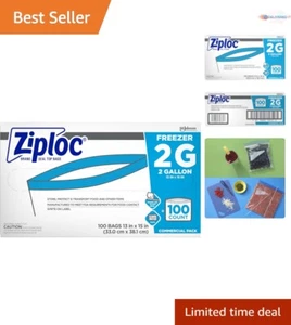 -Approved 100 Count Ziploc Freezer Bags - 2 Gallon Capacity, Easy Open Tabs - Picture 1 of 12