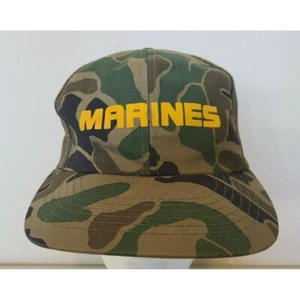 Vintage Marine Corp Camouflage Camo Mesh Snapback Trucker Hat Cap USA Marines - Picture 1 of 12