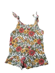 Mini Mango Girls Boho Playsuit Size 1 ~ White Floral Detail Singlet Top - Picture 1 of 6