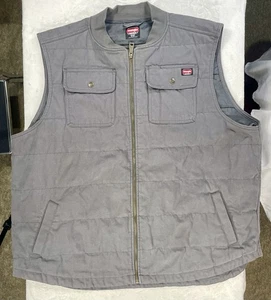 Wrangler Size 3XL Workwear Mens Quilted Lined Gray Duck Work Vest - Picture 1 of 16