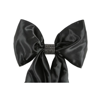 100 Black and Silver Rhinestone Bow Covers - 8 Row - wedding chair sash reusable - Picture 1 of 5