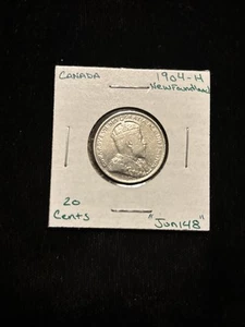 1904 H Newfoundland 20 Cents Silver Canada “jun148” Circulated - Picture 1 of 24