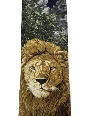 Gravata masculina verde leão Simba gravata de seda ESPÉCIES AMEAÇADAS - Imagem 1 de 3