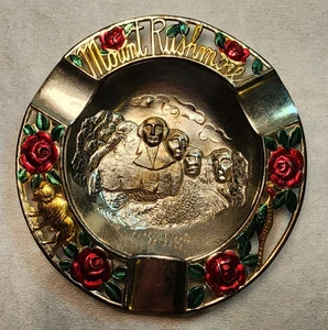 Vintage Mt Mount Rushmore Souvenir Ashtray Trinket dish - Small Made in Japan - Foto 1 di 9
