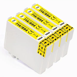 4 Jaune Cartouches d'encre remplacer Epson Stylus T0714 non-OEM / Compatible - Photo 1/7