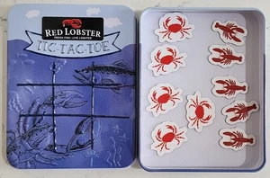 RED LOBSTER Tic Tac Toe Metal Tin Magnetic Pocket Travel Game Crabs vs Lobsters  - Picture 1 of 6
