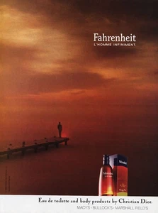 1990 Dior Fahrenheit Lhomme Infiniment perfume 1-page MAGAZINE AD - Picture 1 of 1