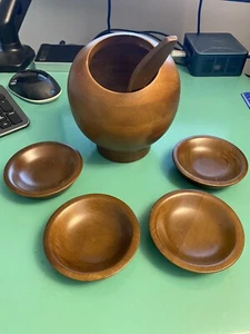 Vintage Hellerware Holz 6-teilig Nuss/Reis Geschirr Servierschüssel Set 1960er - Bild 1 von 10