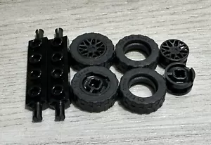 Lego Wheels With Y Spokes & Shallow Staggered Tread Tires (4 TOTAL) 2 Axles - Picture 1 of 4