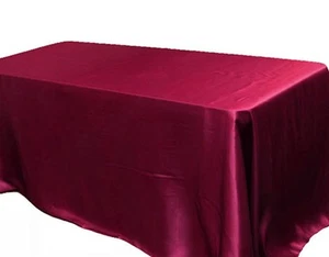 90 x 156 inch Rectangular Satin Tablecloth Wedding Party Catering Shiny - Picture 1 of 41