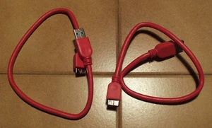 Informatique - Lot de 2 Cables Neufs USB 3 0 de Couleur Rouge - Photo 1/2