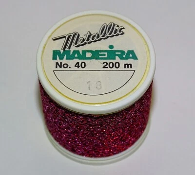 Metallic Madeira, 200 Meters, No. 40, Metallic Embroidery Thread, Fuschia - Image 1 of 4