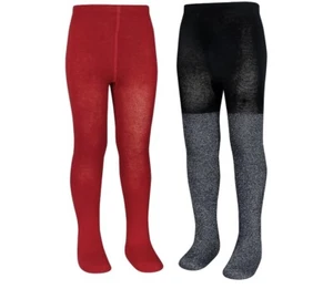 Wonder Nation Footed Tights Girl’s Size Small 2 Pack Sparkly Black And Red - Picture 1 of 4