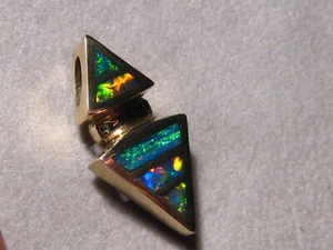 Brillant Opal Inlay Anhänger, massiv 14 k Gelbgold - Bild 1 von 13