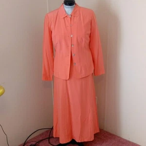 Victoria Holley Womens Size 10 Silk Coral Long Sleeveless Dress Lined/Jacket - Picture 1 of 6