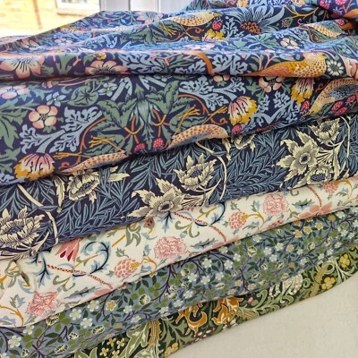 William Morris V&A Velour Fabric by 1/2M Strawberry Thief Clover Evenlode Tulip