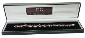 White gold finish ruby and created diamond pearcut bracelet gift idea - Picture 1 of 8