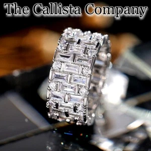 CALLISTA CO. LAB-CREATED BAGUETTE & RD CUT CLEAR 3A+ CZ S925 SILVER RG SZ 6-9 ✓ - Picture 1 of 7