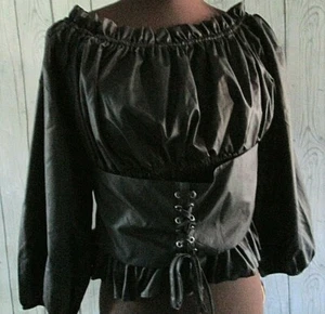 Blusa Negra Scarlet Darkness Talla Grande Steampunk Corsé Gótico Victoriano Nuevo con Etiquetas - Imagen 1 de 6