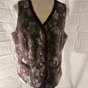 Andre Oliver Red & Gray Brocade Vest - Picture 1 of 6