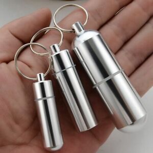 Wasserdichte Mini-Aluminium-Pillendose, Flasche, Behälter, Schlüsselanhänger,-DE