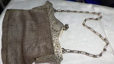 BOLSO VICTORIANO PLATA 800 CON ASA DE CADENA LARGA BUENO DE COLECCIÓN. ESTADO Foto 1 de 4