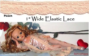 10 Yds Total Delicate Peach 1" W sehr weiche Dessous elastisch Stretch Spitzenborte  - Bild 1 von 1