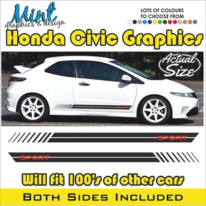Honda Civic Type R Seite Sport Vinyl Streifen Abziehbilder Aufkleber Grafik KEINE P&P 014 - Bild 1 von 4