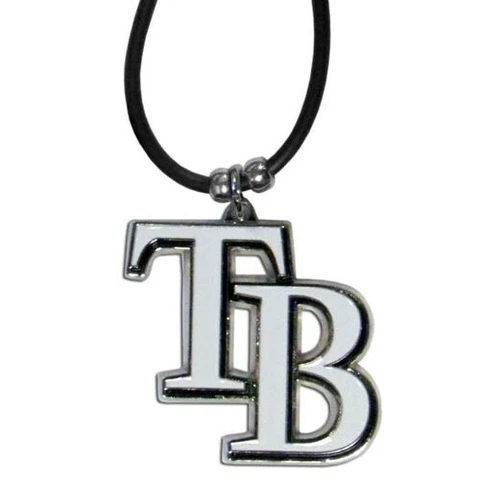 Tampa Bay Rays Necklace Black Rubber Cord Large Metal Pendant Charm MLB Baseball Cover