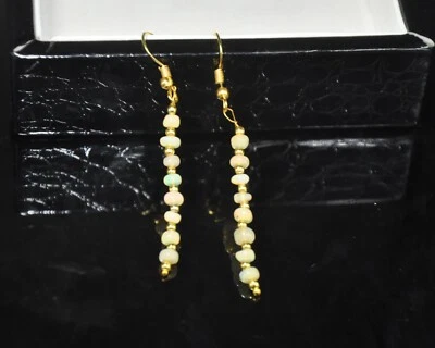 Etiope Opale Orecchini Pendenti,Placcata Oro Gancio,Pietra Naturale Perline - Immagine 1 di 3